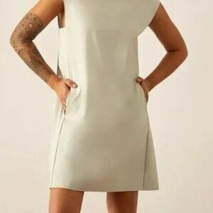 ADAY LBD Dress in khaki / tan size small VEUC